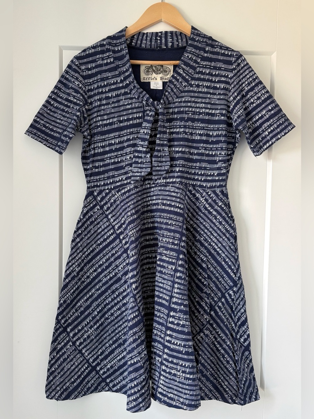 Effie’s Heart Sheet Music Dress (XL) Pockets, Stretchy Knit, Retro Print